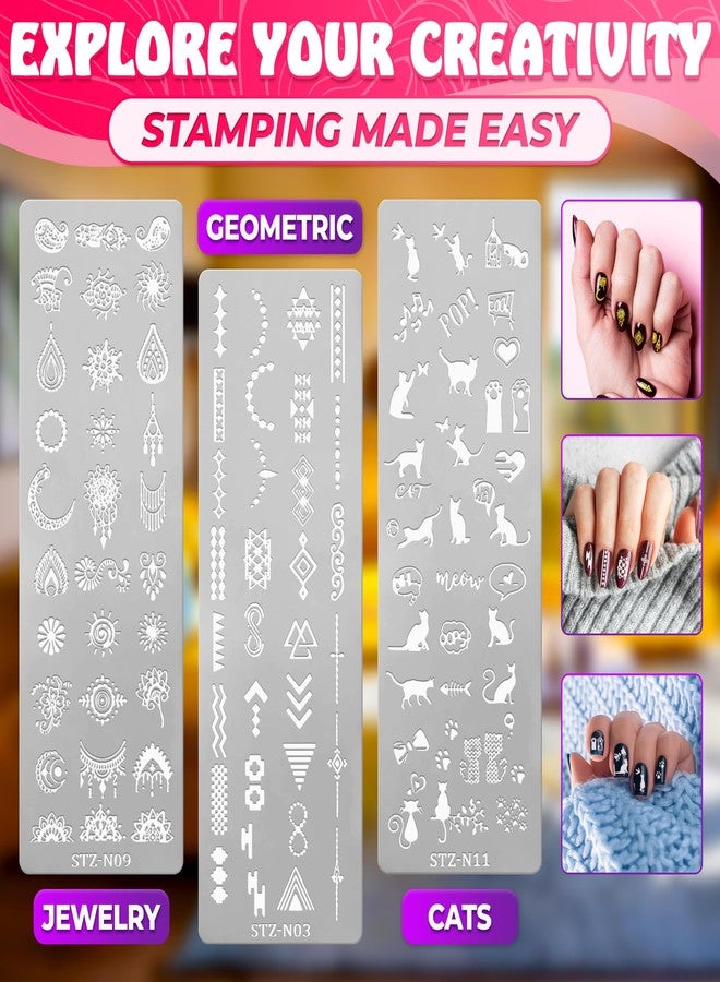 Tesorrio Nail Stamping Plate - Nail Art Plates with 12 Different Themes, Beautiful Christmas Art Design for Nails Stamps - Stylish Stamping Plates Set to Design Unique Nails for Women Girls - Image 5